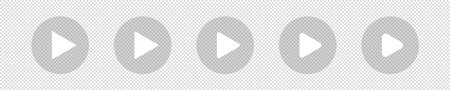 play button vector icon. white start video buttons transparent background. music sign ui screen....