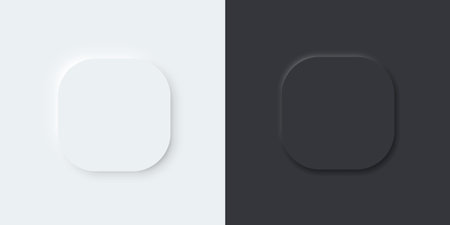 3D vector buttons neumorphic design. Geometric shapes:  square, 
rectangle black, dark, white background with light shadows. Web elements geometry modern trend tree-dimensional design.のイラスト素材