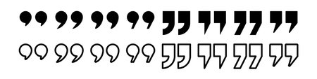 quote mark vector icon set. quotation black sign on white background. quoted speech isolated symbol. inspiration quote frame boxのイラスト素材