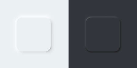 3D vector buttons neumorphic design. Geometric shapes:  square, 
rectangle black, dark, white background with light shadows. Web elements geometry modern trend tree-dimensional design.のイラスト素材
