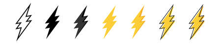 Thunder bolt vector icon. Lightning icons white background. Electrical sign. Thunderbolt symbol.のイラスト素材