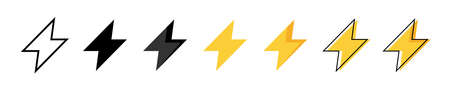 Thunder bolt vector icon. Flash logo set. Lightning icons white background. Electrical sign. Thunderbolt symbol. Electric concept stock vector illustration.のイラスト素材