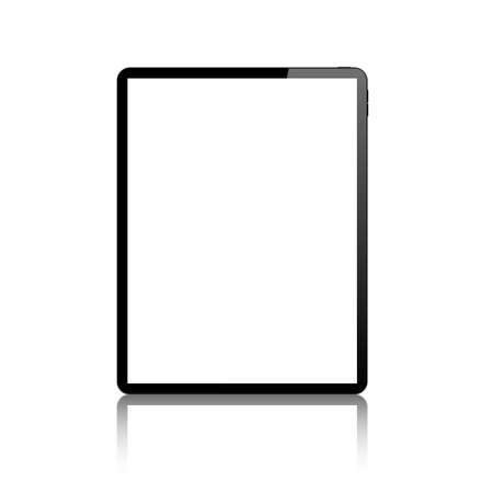 tablet blank screen vector mock up. realistic pad empty screen mockup.  isolated tablet white background with reflection.のイラスト素材