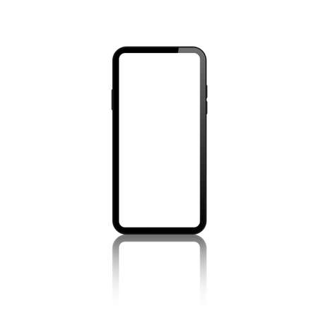 mobile phone blank screen vector mock up. realistic smartphone empty screen mockup.  isolated cellphone white background with reflection.のイラスト素材