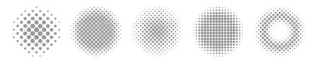 halftone circle background. vector dotted halftone geometric fade round pattern.のイラスト素材