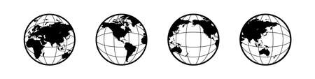 globe world icon set. globe planet map vector illustrationのイラスト素材