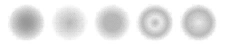 halftone circle background. vector dotted halftone geometric fade round pattern.のイラスト素材