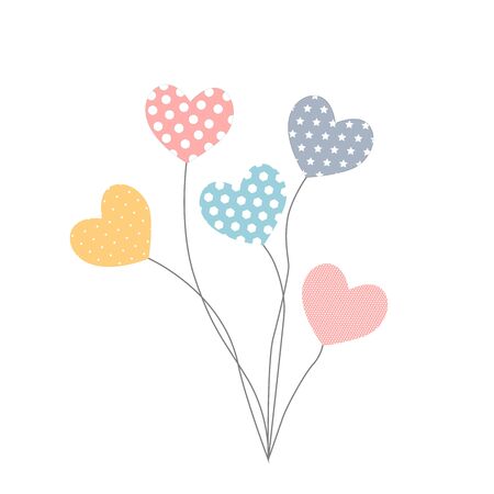 Balloons in the heart shape in different colors. Vector Illustrationのイラスト素材