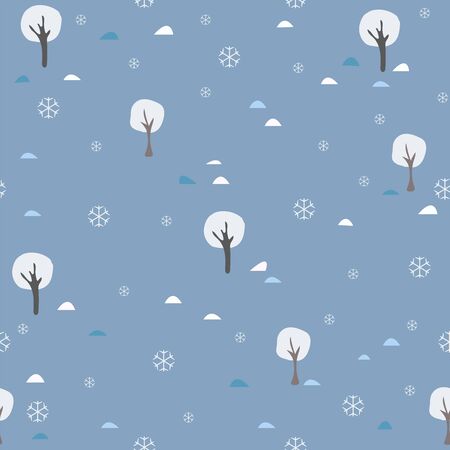 Seamless Winter Pattern with trees and spruce. Vector Illustrationのイラスト素材