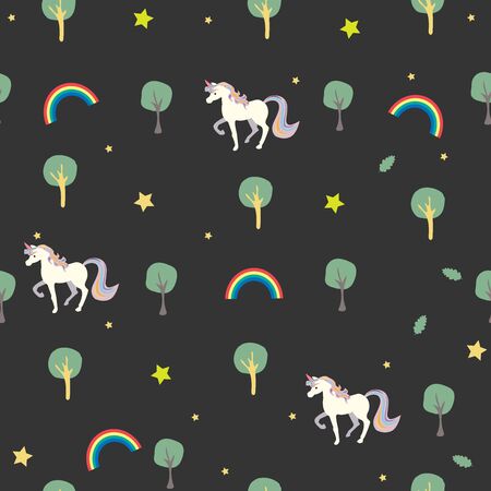 Unicorn Seamless pattern with decorative elements. Vector Illustration.のイラスト素材