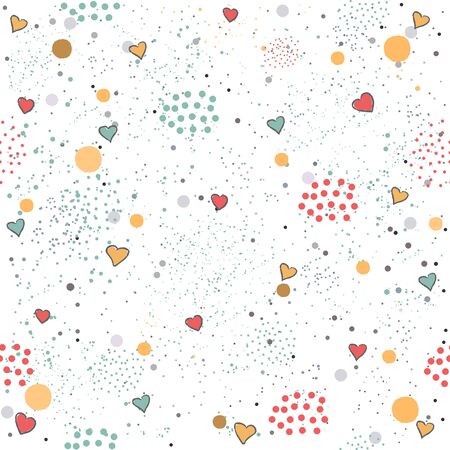 Creative Hand Drawn Seamless Pattern with Hearts.Vector Illustration.のイラスト素材