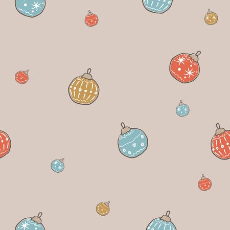 Winter Seamless Pattern with festive ornaments on subtle background. Great For swatches, fabric, wrapping/gift paper, wall art design, etc. Vector Illustrationのイラスト素材