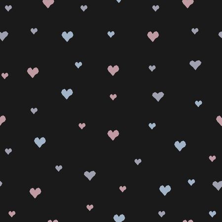 Hand Drawn Seamless Pattern with Tiny Hearts on dark.のイラスト素材
