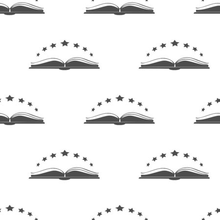 Open book icon with with stars above it. Isolated icon of an open book on white background. Vector Illustrationのイラスト素材