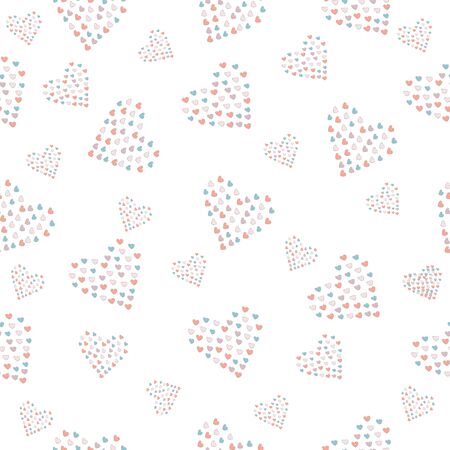 Cute hand drawn pattern with grouped small hearts into bigger hearts. Vector Illustrationのイラスト素材