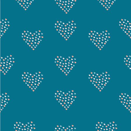 Cute hand drawn pattern with grouped small hearts into bigger hearts. Vector Illustration