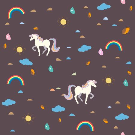 Unicorn Seamless pattern with decorative elements. Vector Illustration.のイラスト素材