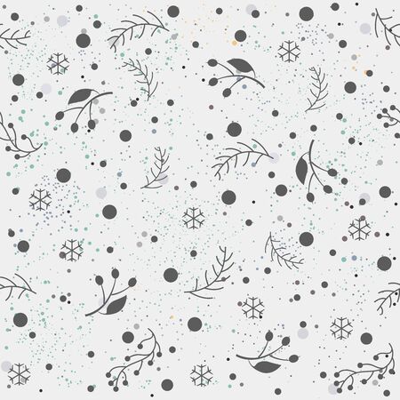 Hand Drawn Seamless Pattern with plants and berries. Artistic Creative Design. Great for backgrounds, backdrops, cars, postcards, invitations, headers, brochures, posters,wall art, flyer, etc.のイラスト素材