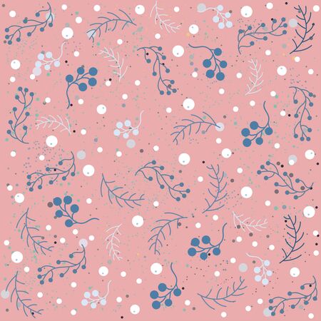 Seamless WInter Pattern with berries. Vector Illustrationのイラスト素材