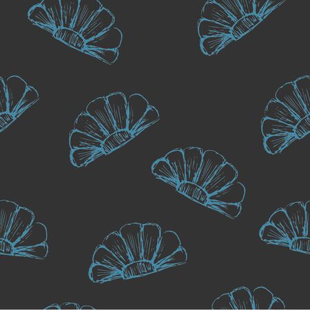 Seamless Pattern with hand drawn seashells. Delicate Design. Vector Illustrationのイラスト素材