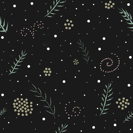 Winter Seamless Pattern with branches of spruce tree on subtle background. Great For swatches, fabric, wrapping/gift paper, wall art design, etc. Vector Illustrationのイラスト素材