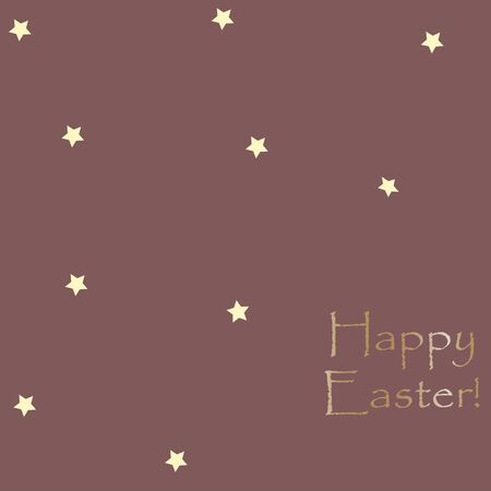 Happy Easter Card Template with yellow stars on brown. Vector Illustrationのイラスト素材