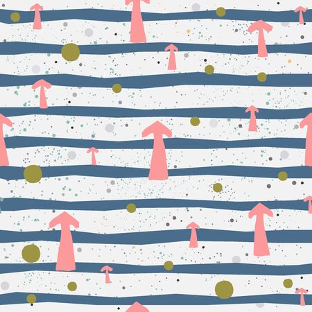 Cute Seamless Pattern with colorful ball on paper background with stripes. Hand Drawn. vector Illustration.のイラスト素材