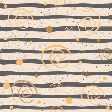 Cute Seamless Pattern with colorful ball on paper background with stripes. Hand Drawn. vector Illustration.のイラスト素材