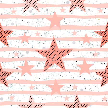 Cute Seamless Star Pattern. Great for backgrounds, backdrops, cars, postcards, invitations, headers, brochures, posters,wall art, flyer, etc. Vector Illustration.のイラスト素材
