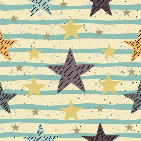 Cute Seamless Star Pattern. Great for backgrounds, backdrops, cars, postcards, invitations, headers, brochures, posters,wall art, flyer, etc. Vector Illustration.のイラスト素材