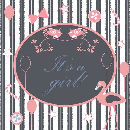 Cute Baby Shower Collection for cards. vector Illustrationのイラスト素材