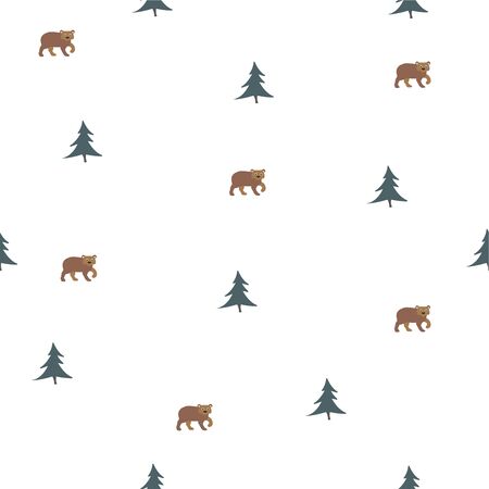 Seamless pattern with brown bears pattern  Vector Illustrationのイラスト素材