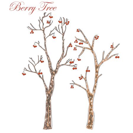 Seamless Hand Drawn Design with Trees. Bright Scandinavian Style.のイラスト素材