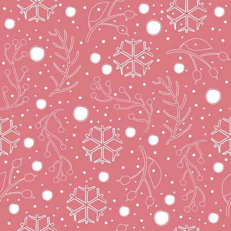 Seamless Winter Pattern. Merry Christmas Texture. Hand Drawn Scandinavian Style. Vector Illustrationのイラスト素材