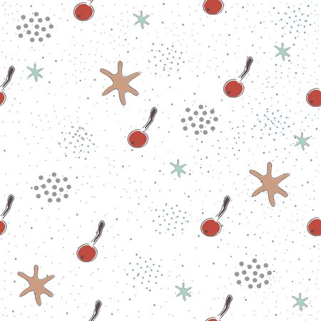 Seamless Pattern with Cute Cherries on cute background. Scandinavian Style.のイラスト素材