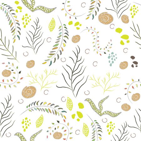 Algae Seamless Pattern. Modern Digital Design. Marine Repeating Pattern. Modern Fashion Scandinavian...