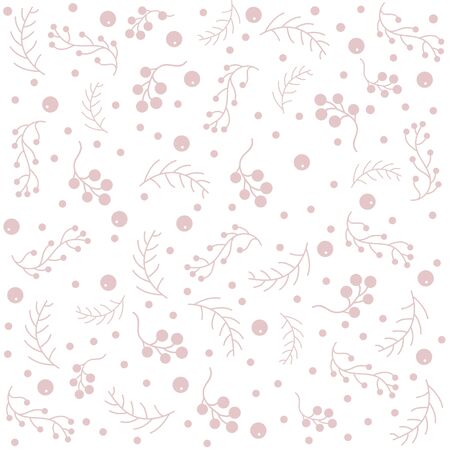 Seamless Pattern with berries and Spruce branches. Vector Illustration. Merry Christmas, Winter Collectionのイラスト素材