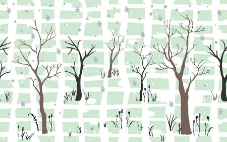 Silhouettes of Trees on subtle background. Tree Pattern. Vector illustrationのイラスト素材