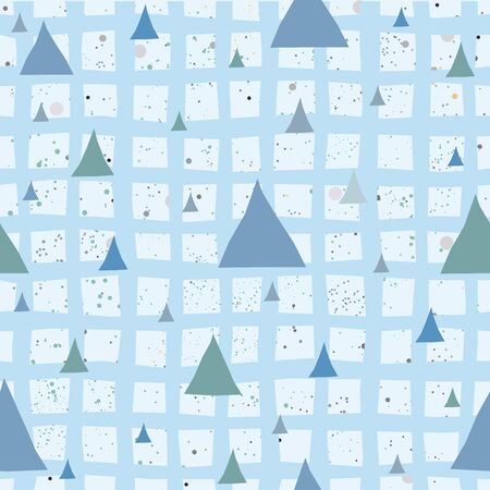 Cute Pattern with Golden triangles with pastel blue stripes. beige background with tiny dots.Hand...