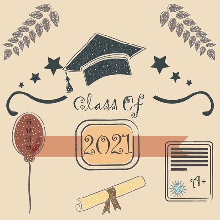 Graduation Class of Two Thousand Eighteen. Paper Background. Vector Backgroundのイラスト素材