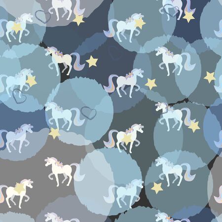 Seamless pattern with funny horses. Vector Illustrationのイラスト素材