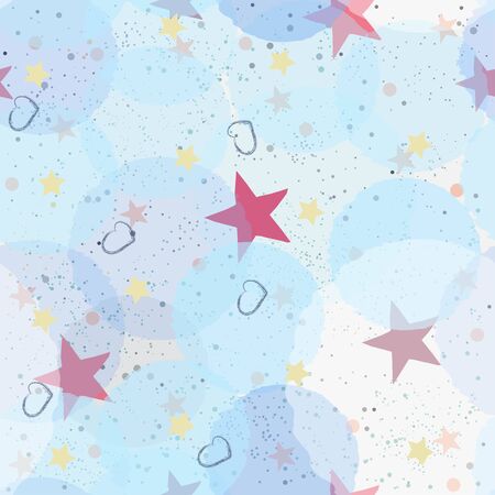Creative Hand Drawn Seamless Pattern with Stars.Great for wedding cards, postcards, t-shirts, bridal invitations, brochures, posters, gift wrapping, wall art, wallpapers, etc.Vector Illustration.のイラスト素材
