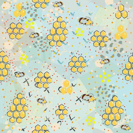 Seamless Pattern with Honey. Scandinavian Style. Vector Graphicsのイラスト素材