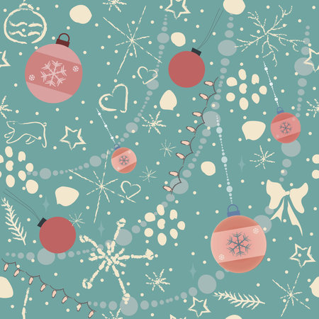 Seamless Winter Pattern with Christmas Ornaments. vector Illustration.のイラスト素材