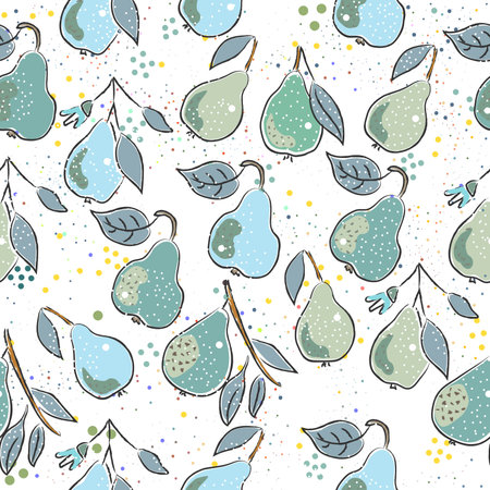 Seamless Pattern with Cute Vegetables. Scandinavian Style. Vector Illustrationのイラスト素材