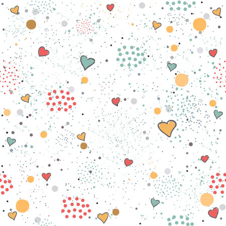 Creative Hand Drawn Seamless Pattern with Hearts.Vector Illustration.のイラスト素材