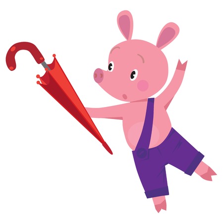 Children vector illustration of little pigletのイラスト素材
