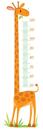 Cheerful childrens giraffe meter wall from 50 to 120 centimeterのイラスト素材