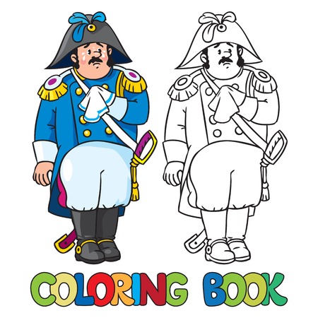 Coloring book or coloring picture of sad general or officerのイラスト素材