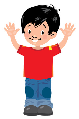 Funny little asian boyのイラスト素材